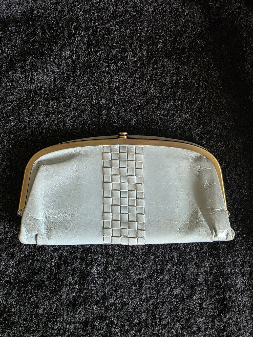 HOBO Light Blue Woven Frame Clutch with Gold Trim